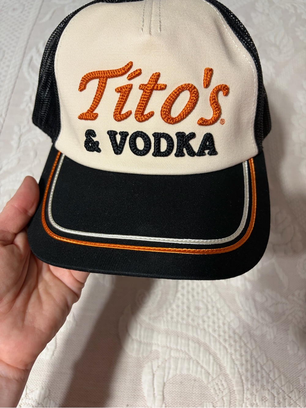 Tito's Vodka Black & Cream Trucker Cap. NWOT